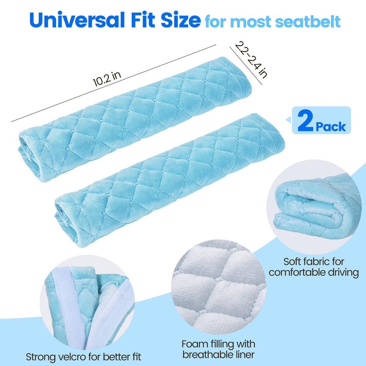 Amooca 2 Pack Seat Belt Covers Soft Shoulder Pad for Cars & Backpack