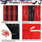 ZATAYE 2 Pack Red Silver Blue Foil Curtain Streamer Decorations