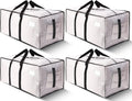 HOMESURE Supports 200lbs Heavy Duty Moving Bags - Strong Zipper & Wrap-Around Handles - Water-Resistant Storage Totes, Durable Alternative to Moving Boxes - 4 Pack - Semi-Transparent