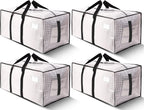 HOMESURE Supports 200lbs Heavy Duty Moving Bags - Strong Zipper & Wrap-Around Handles - Water-Resistant Storage Totes, Durable Alternative to Moving Boxes - 4 Pack - Semi-Transparent