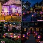Halloween Decorations Outdoor Flickering Flame Purple Halloween Solar Light