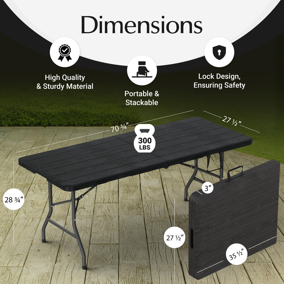 10 PACK of 8 Feet Foldable Table with Built in Handle & Steel Legs | 8 FT Heavy Duty Portable | Perfect for Party, Dining, Wedding, Events, Picnic Indoor, Outdoor, Camping, Temporary - 8 Foot