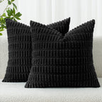 MIULEE Corduroy Decorative Throw Pillow Covers 18x18 Light Brown Pack of 2
