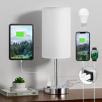 Fenmzee Bedside Table Lamp for Bedroom - Dimmable Touch, USB A+C, AC Outlet