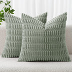 MIULEE Corduroy Decorative Throw Pillow Covers 18x18 Light Brown Pack of 2