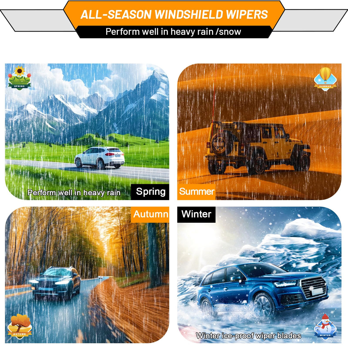 AUTOBOO Windshield Wiper Blade Replacement for Toyota RAV4 Mazda 5