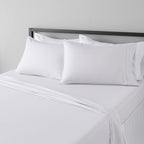 Amazon Basics Lightweight Super Soft Breathable Wrinkle-Resistant Microfiber 4-Piece Bed Sheet Set with 14-Inch Deep Pockets, Queen, Bright White, Solid