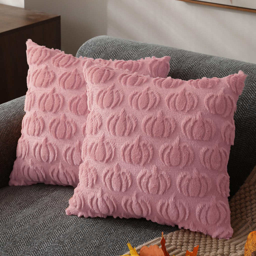 DFXSZ Fall Pillow Covers 18x18 2Pcs Beige Brown Pumpkin Fall Decorations