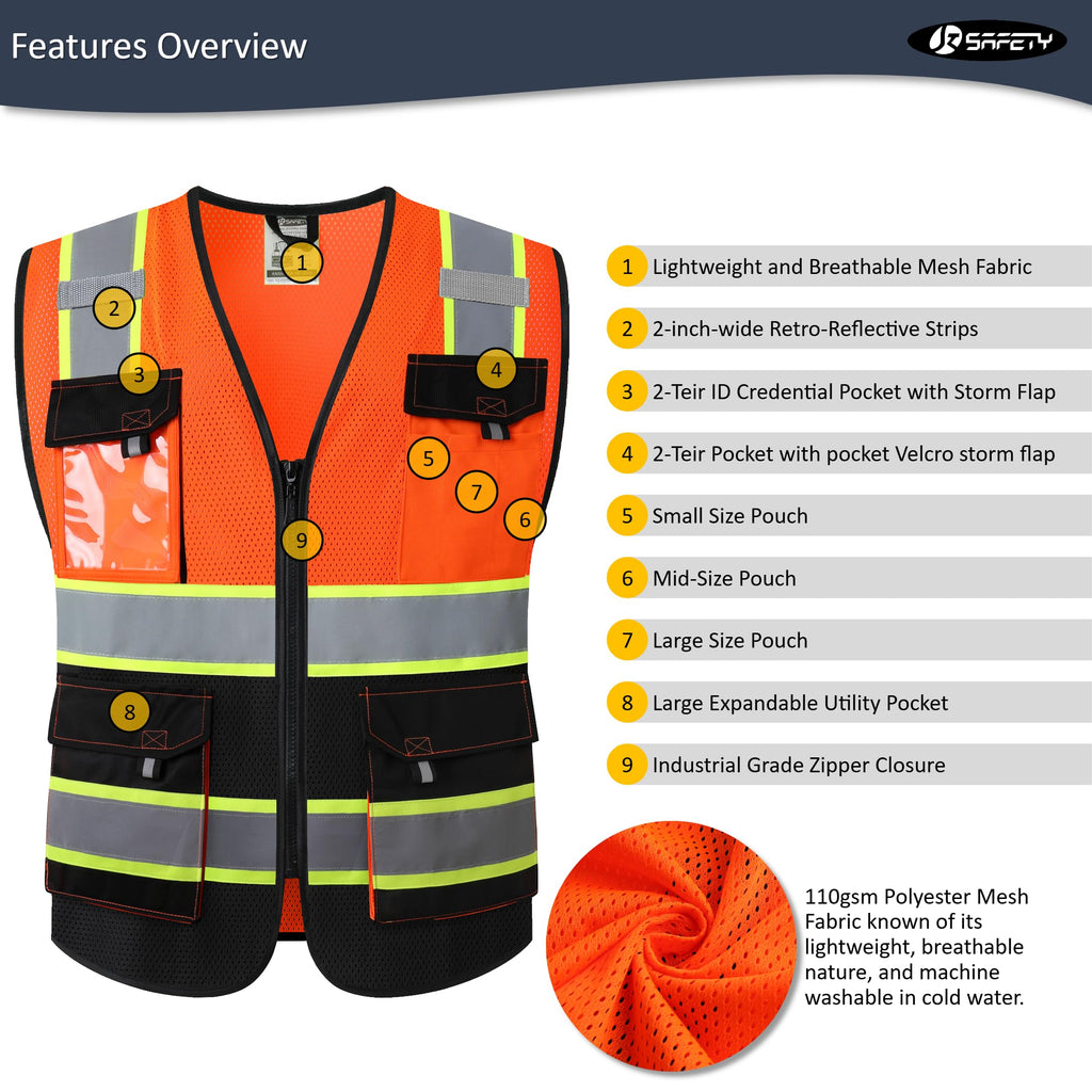 JKSafety Safety Vest for Men Women Hi Vis Reflective Vest JK220 PurpleB S