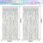 ZATAYE 2 Pack Red Silver Blue Foil Curtain Streamer Decorations