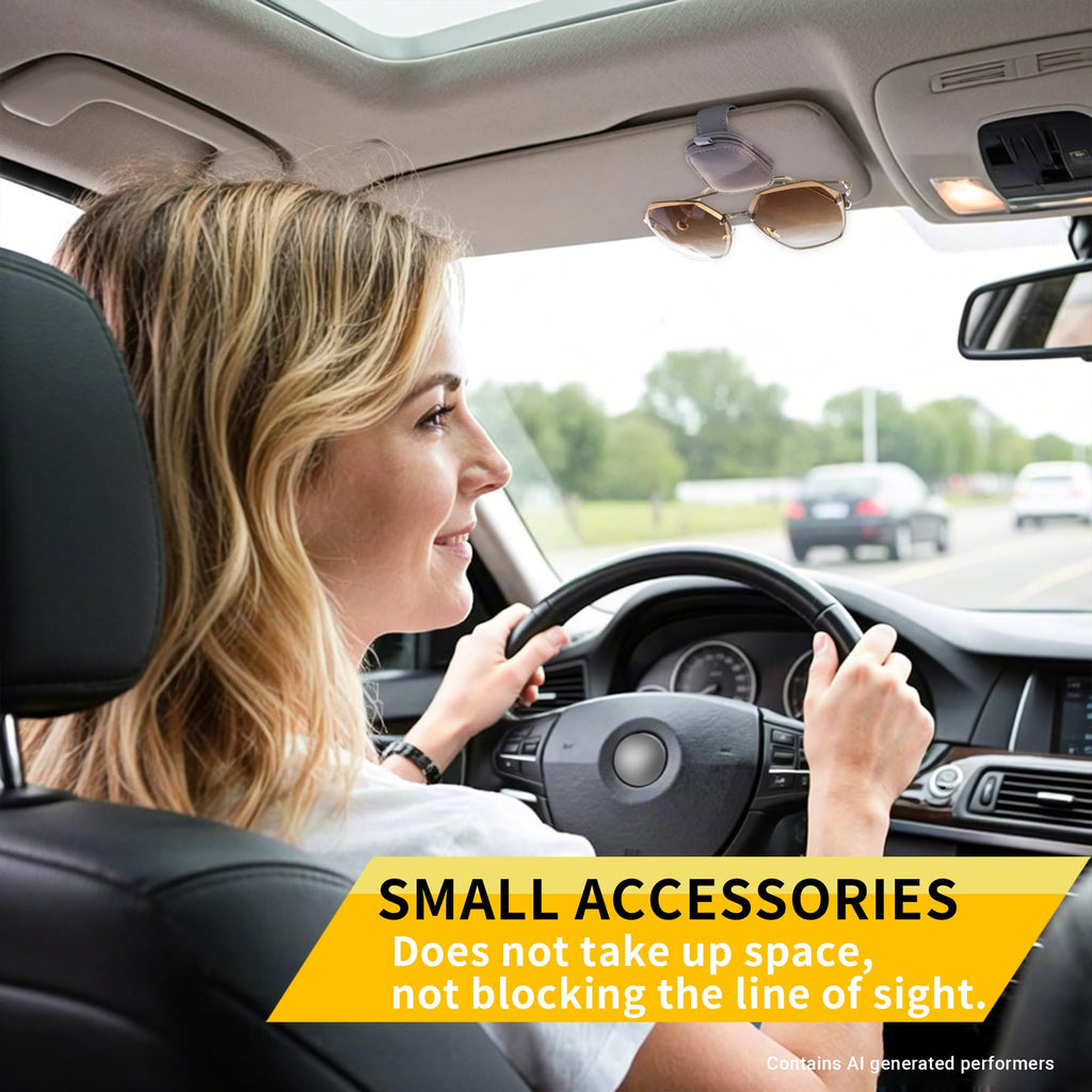 Yuoyar Magnetic Leather Sunglasses Holder for Car, 2 Packs (Silver Grey)