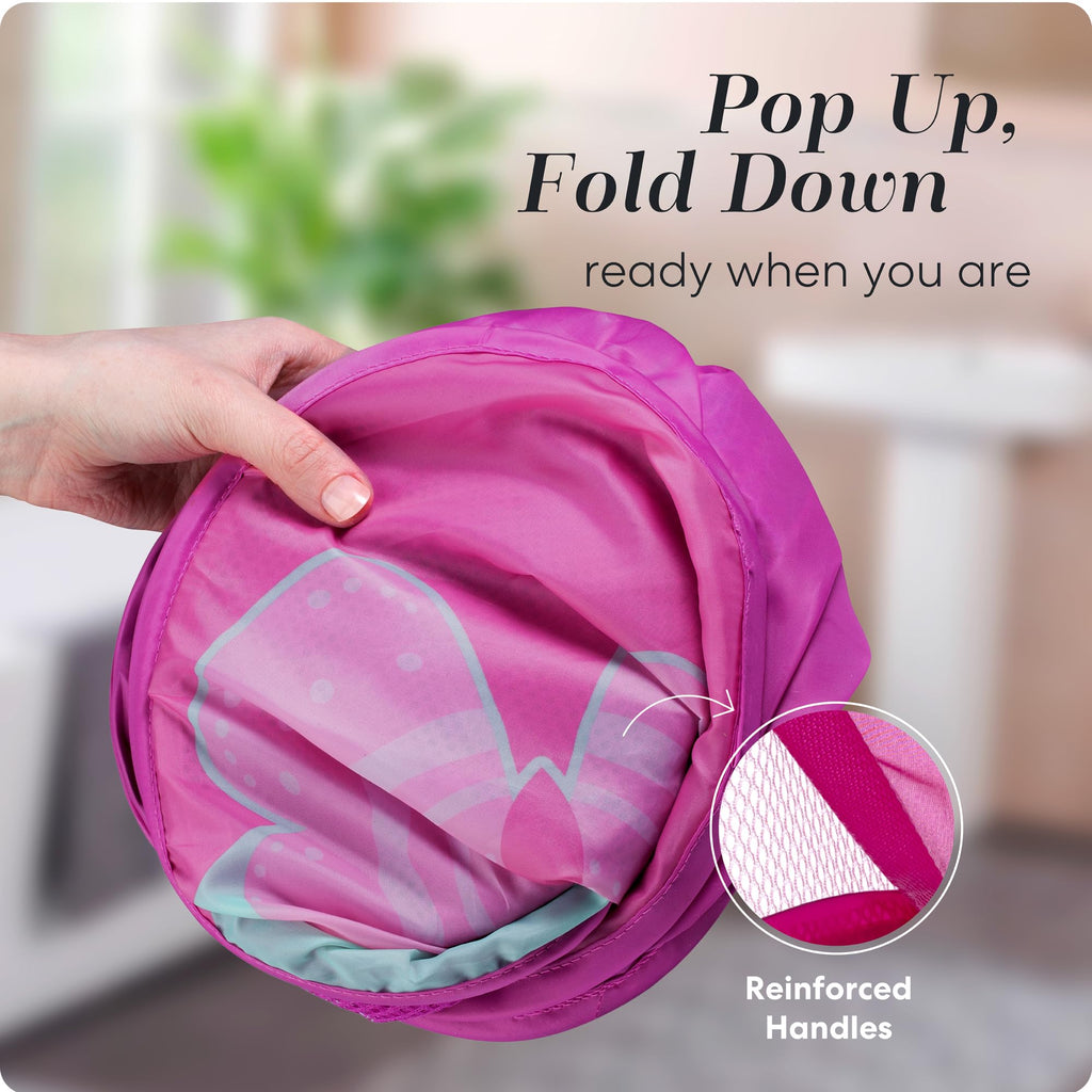 Handy Laundry Collapsible Mesh Pop-Up Hamper with Side Pocket
