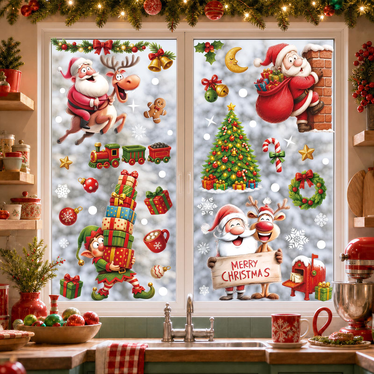 Holiday Window Clings for Home Decorations (Romantic)