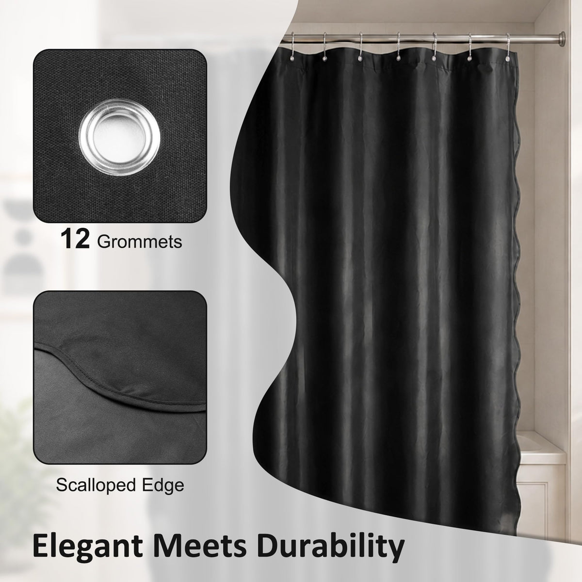 N&Y HOME Fabric Shower Curtain or Liner with Magnets, Coral