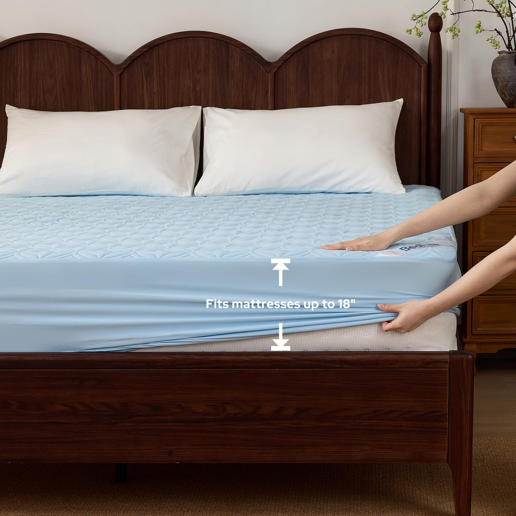 BEDLORE Waterproof Mattress Protector, Queen Size Mattress Pad Noiseless