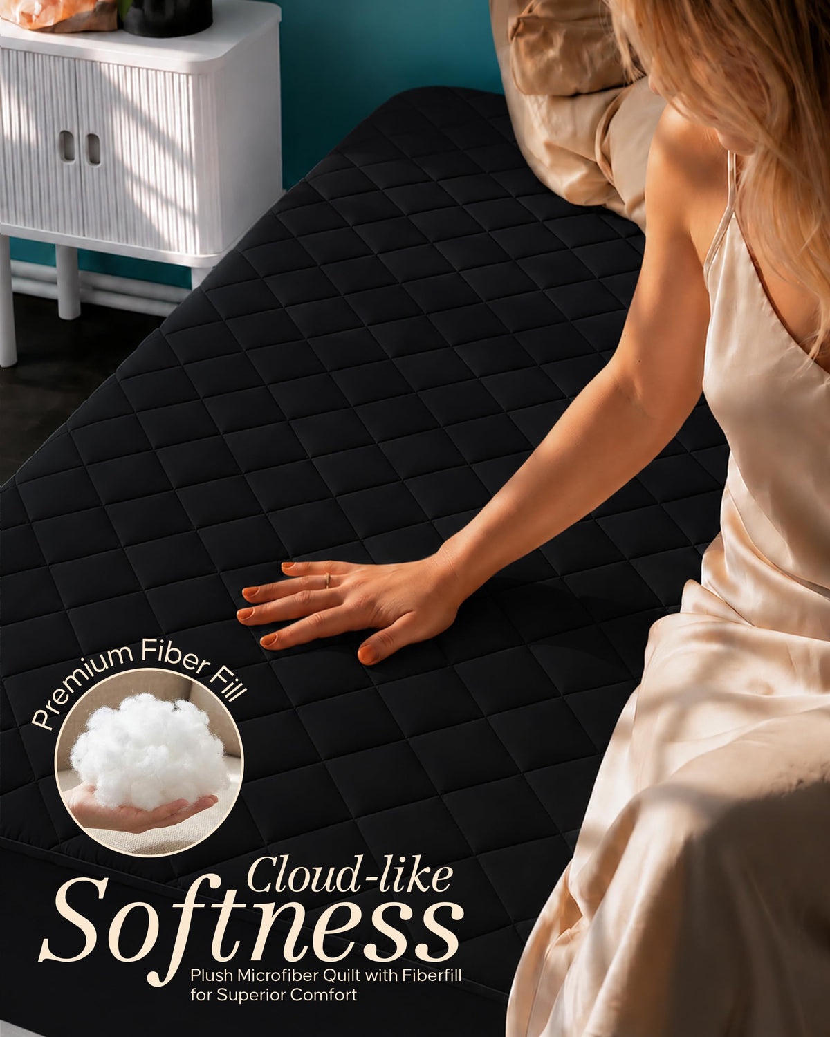 Twin Mattress Pad, Quilted Mattress Protector Topper fits 16" Deep Pocket