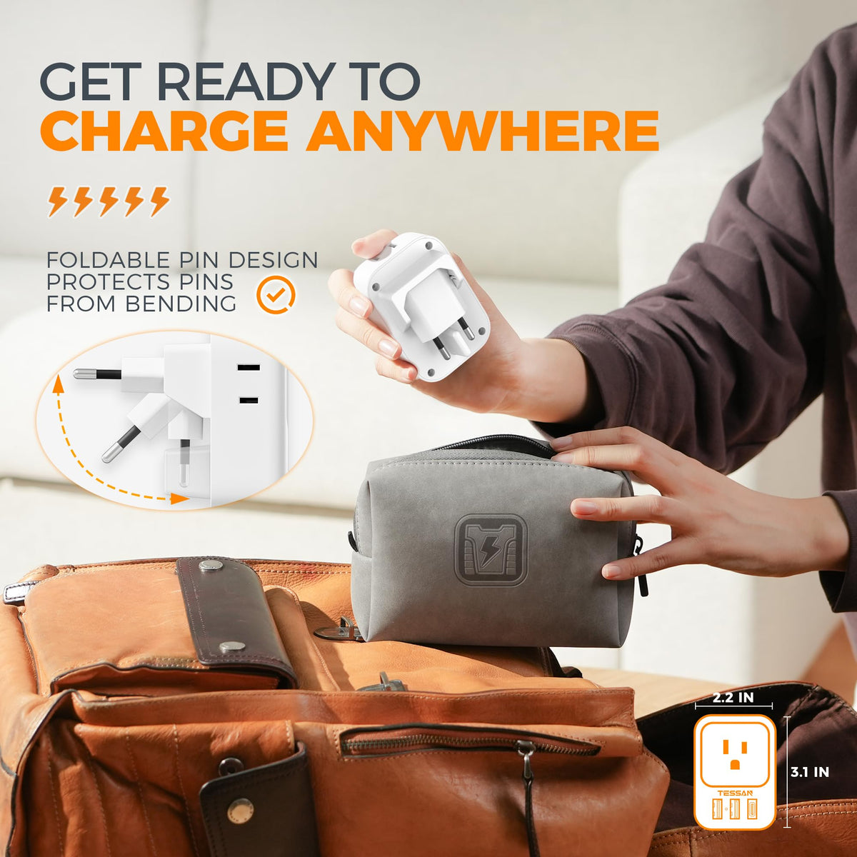 TESSAN European Travel Plug Adapter 2 Pack, Type C Plug