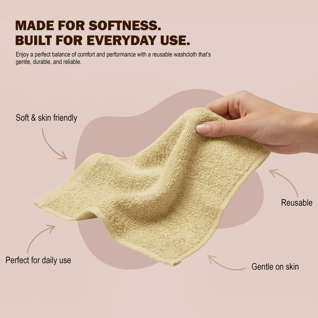 Utopia Towels 12 Pack Washcloths, 12x12 in, 100% Cotton, Beige