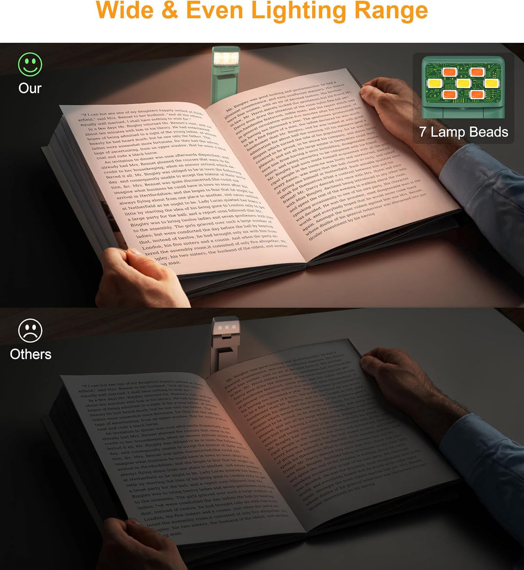 Gritin Book Light Rechargeable, Clip on LED Reading Light for Books in Bed