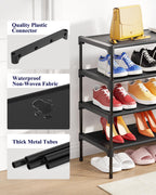 Kitsure Shoe Rack - Non-Woven Shoe Rack Shelf, Shoe Organizer for Closet, Entryway, Garage & Corridor, Stackable Shoe Shelves, 27.5" Wide - 2 Tier, Black
