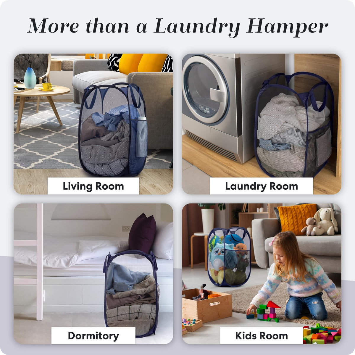Handy Laundry Collapsible Mesh Pop-Up Hamper with Side Pocket