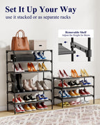 Kitsure Shoe Rack - Non-Woven Shoe Rack Shelf, Shoe Organizer for Closet, Entryway, Garage & Corridor, Stackable Shoe Shelves, 27.5" Wide - 2 Tier, Black