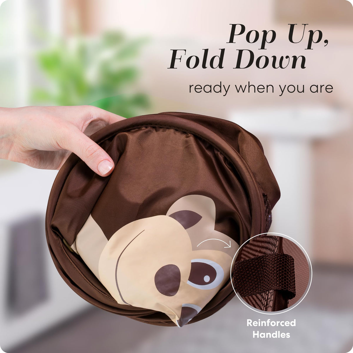 Handy Laundry Collapsible Mesh Pop-Up Hamper with Side Pocket