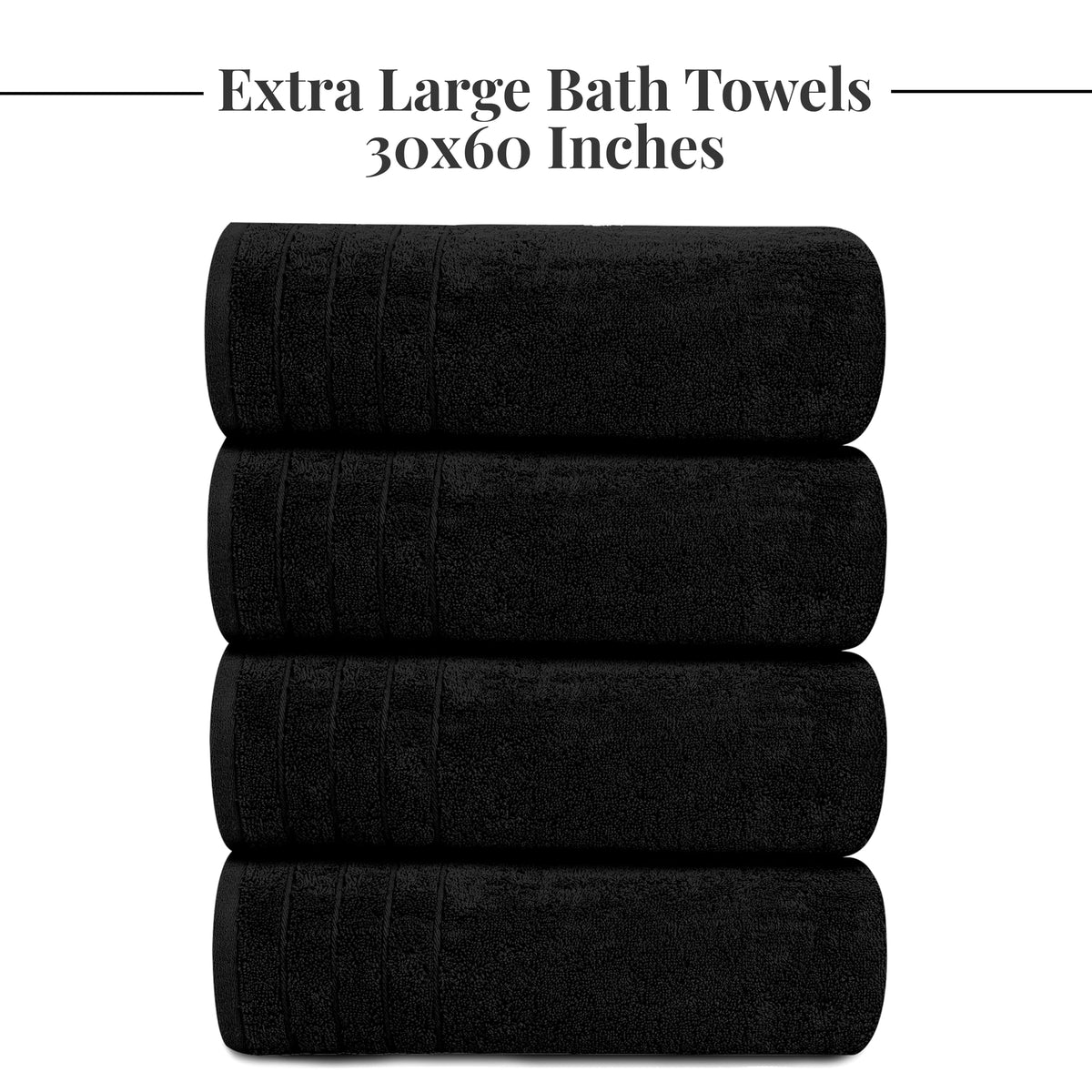Tens Towels 4 Piece Extra Large Bath Towels 30 x 60 Inches, Dark Grey