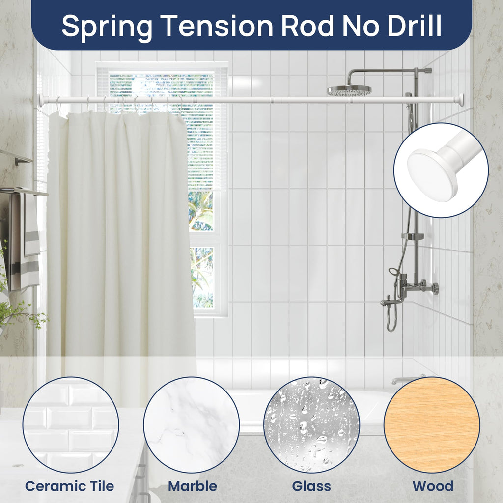 ENJOYBASICS 1" Black Shower Curtain Rod, 30-52" Adjustable, Secure Tension