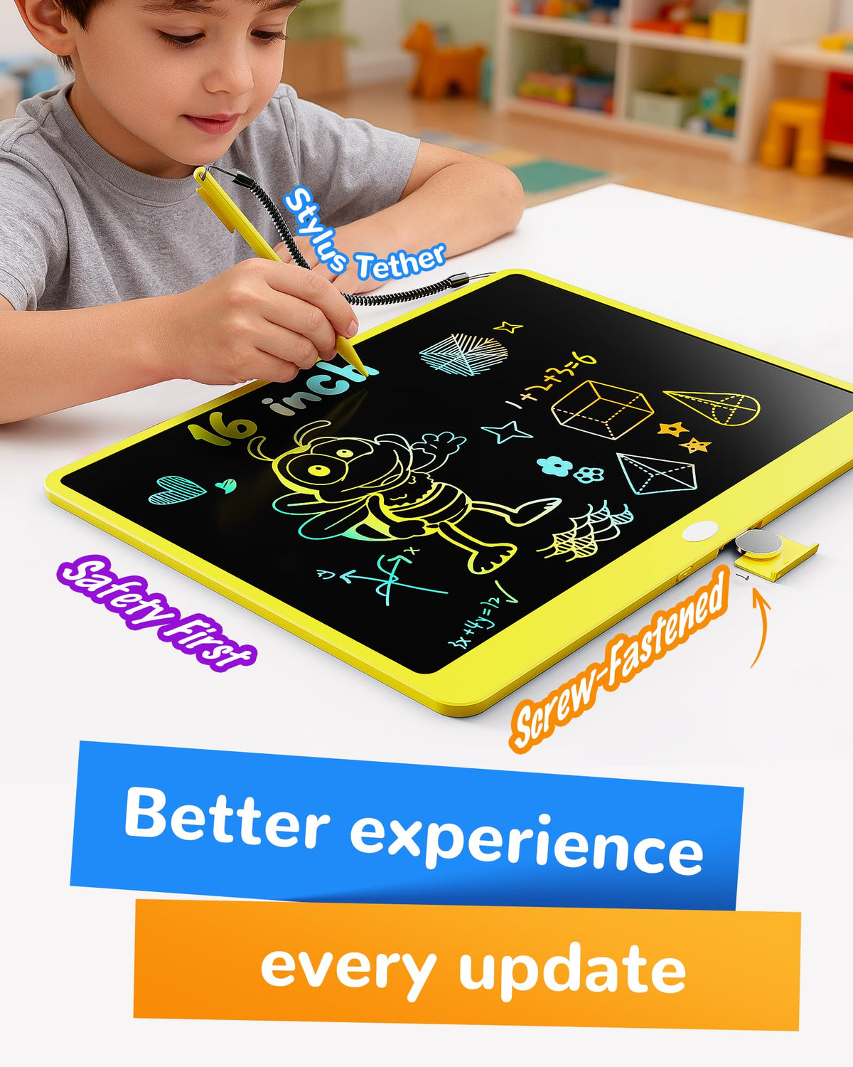 KOKODI LCD Writing Tablet, 12 Inch Colorful Toddler Doodle Board Drawing Tablet, Erasable Reusable Electronic Drawing Pads, Educational and Learning Toy for 3-6 Years Old Boy and Girls(Blue)