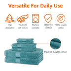 Amazon Basics Fade-Resistant 100% Cotton Bath Towel, 30"x54", Teal Green, 2-Pack