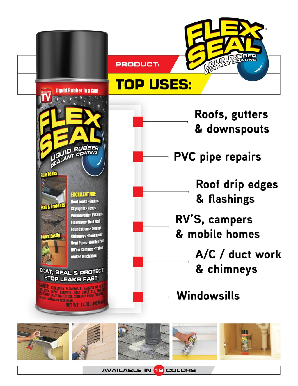Flex Seal Spray Rubber Sealant Coating, Waterproof, Clear, 17 oz, 2-Pack