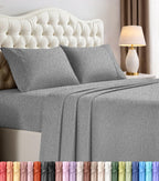 Queen Sheet Set, 4 Pieces 16" Deep Pocket Hotel Luxury Sheets, Heather Sage