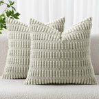 MIULEE Corduroy Decorative Throw Pillow Covers 18x18 Light Brown Pack of 2