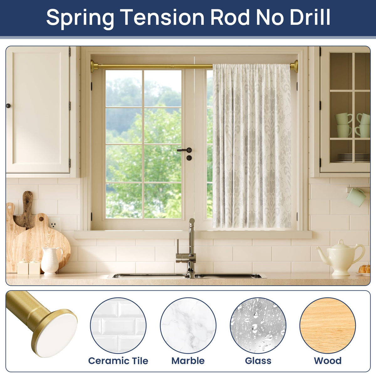 ENJOYBASICS 1" Black Shower Curtain Rod, 30-52" Adjustable, Secure Tension