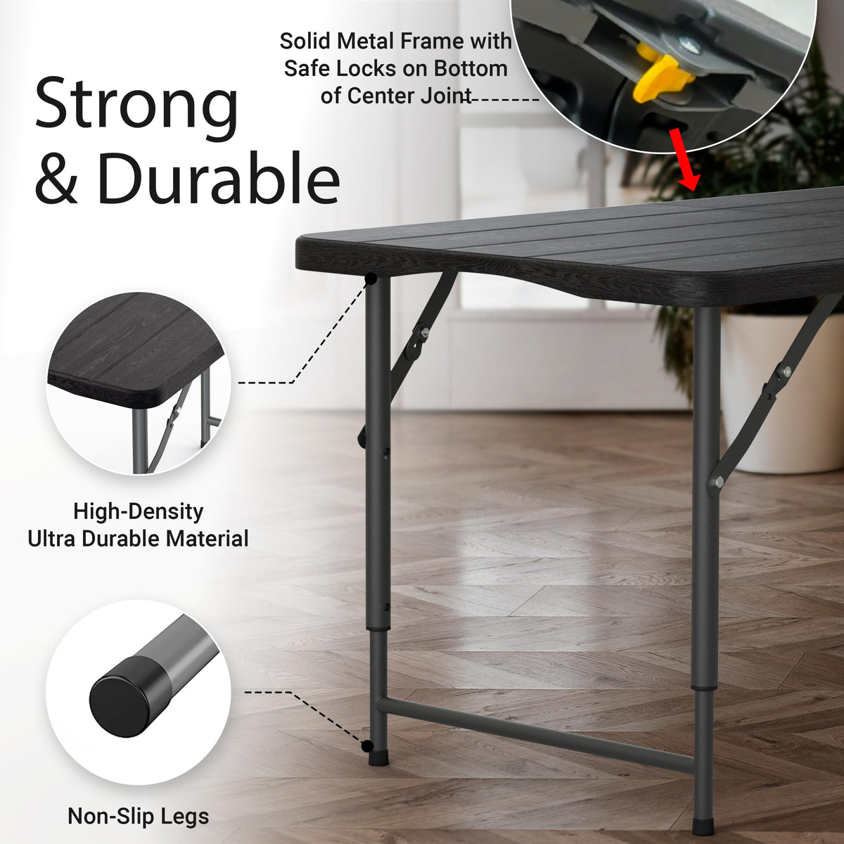 10 PACK of 8 Feet Foldable Table with Built in Handle & Steel Legs | 8 FT Heavy Duty Portable | Perfect for Party, Dining, Wedding, Events, Picnic Indoor, Outdoor, Camping, Temporary - 8 Foot