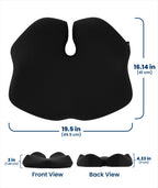Everlasting Comfort Doctor Recommended Memory Foam Seat Cushion for Office Chairs & Car - Ergonomic Office Desk Accessories - Cushions for Tailbone Pain Relief, Sciatica (Black, Large)