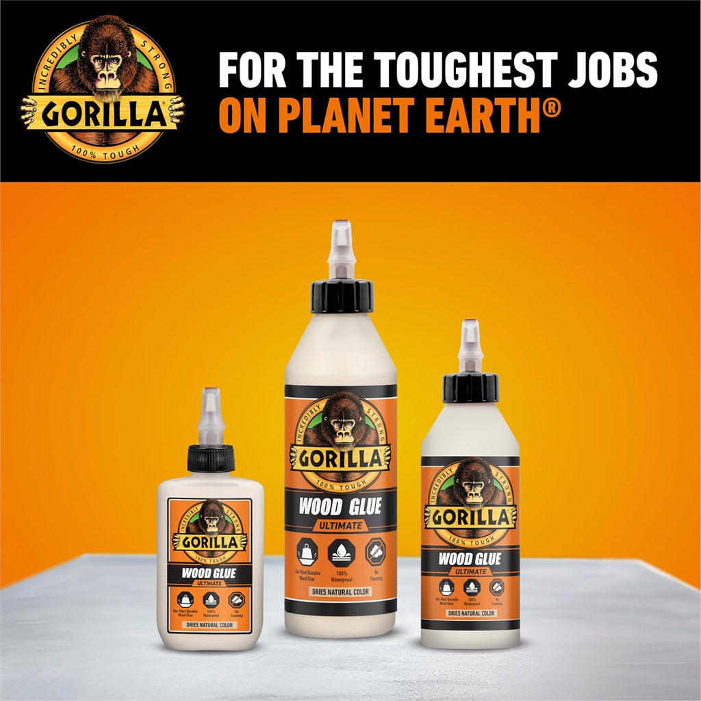 Gorilla Ultimate Waterproof Wood Glue, Natural Color, 8 oz
