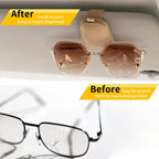 Yuoyar Magnetic Leather Sunglasses Holder for Car, 2 Packs (Silver Grey)