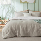 Bedsure King Comforter Set Prewashed Soft Bedding Set 3Pcs Beige 104"x90"
