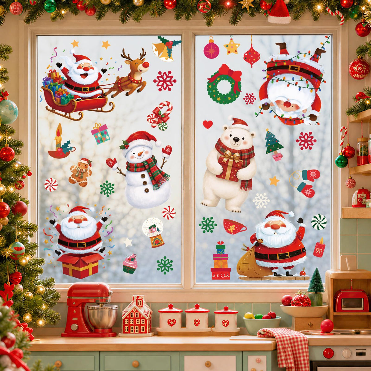 Holiday Window Clings for Home Decorations (Romantic)