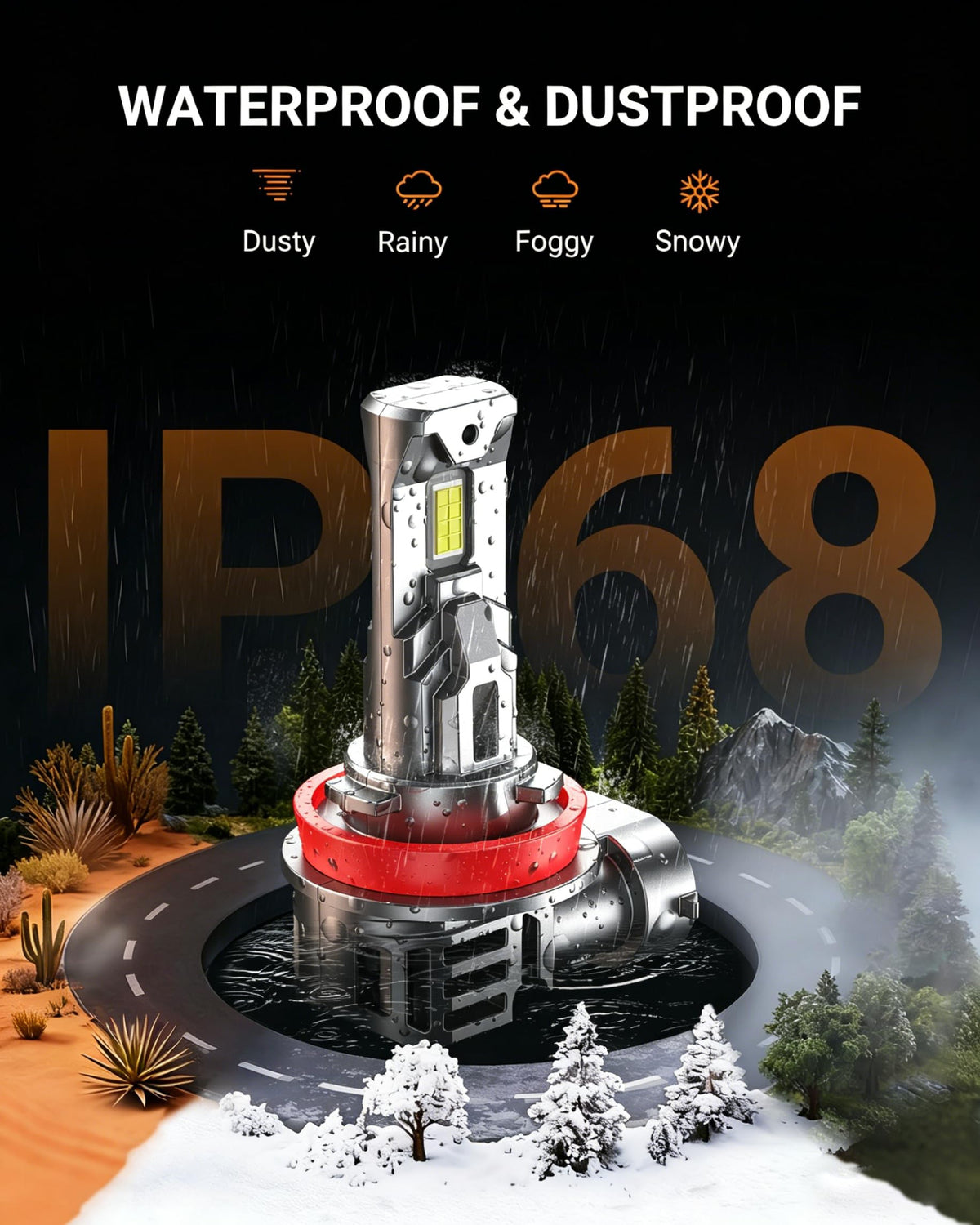 SEALIGHT 9005 H11 LED Bulbs Combo, 100000LM 10X Super Bright 6500K White, HB3 H8/H9/H16 Fog, 1:1 Real Size Plug-N-Play Pack of 4