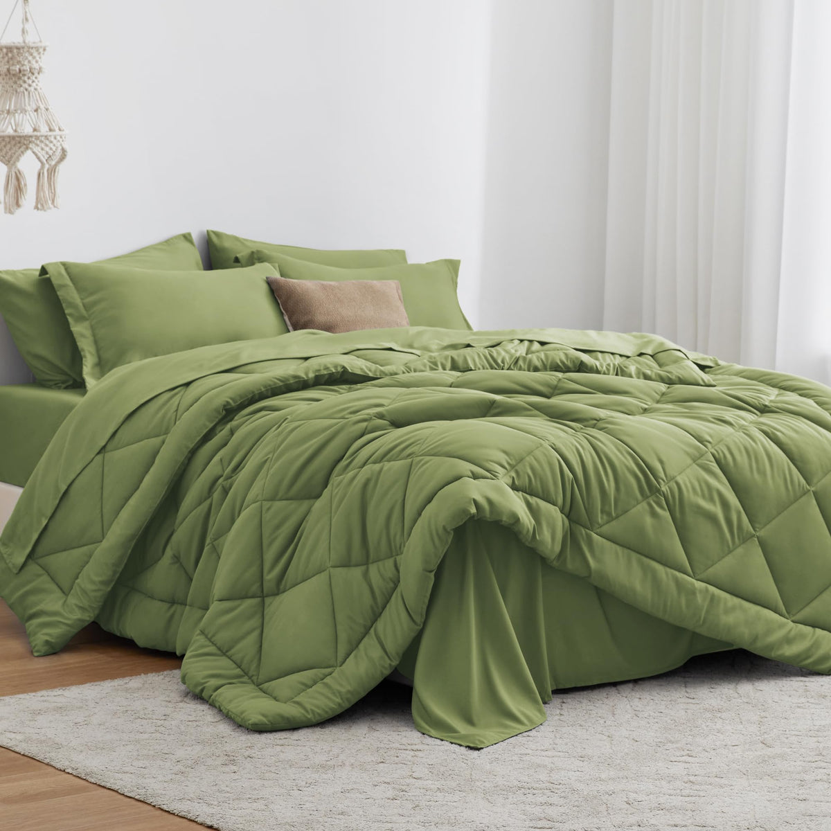Love's cabin Twin Comforter Set, 5 Pieces Bed in a Bag, Aqua