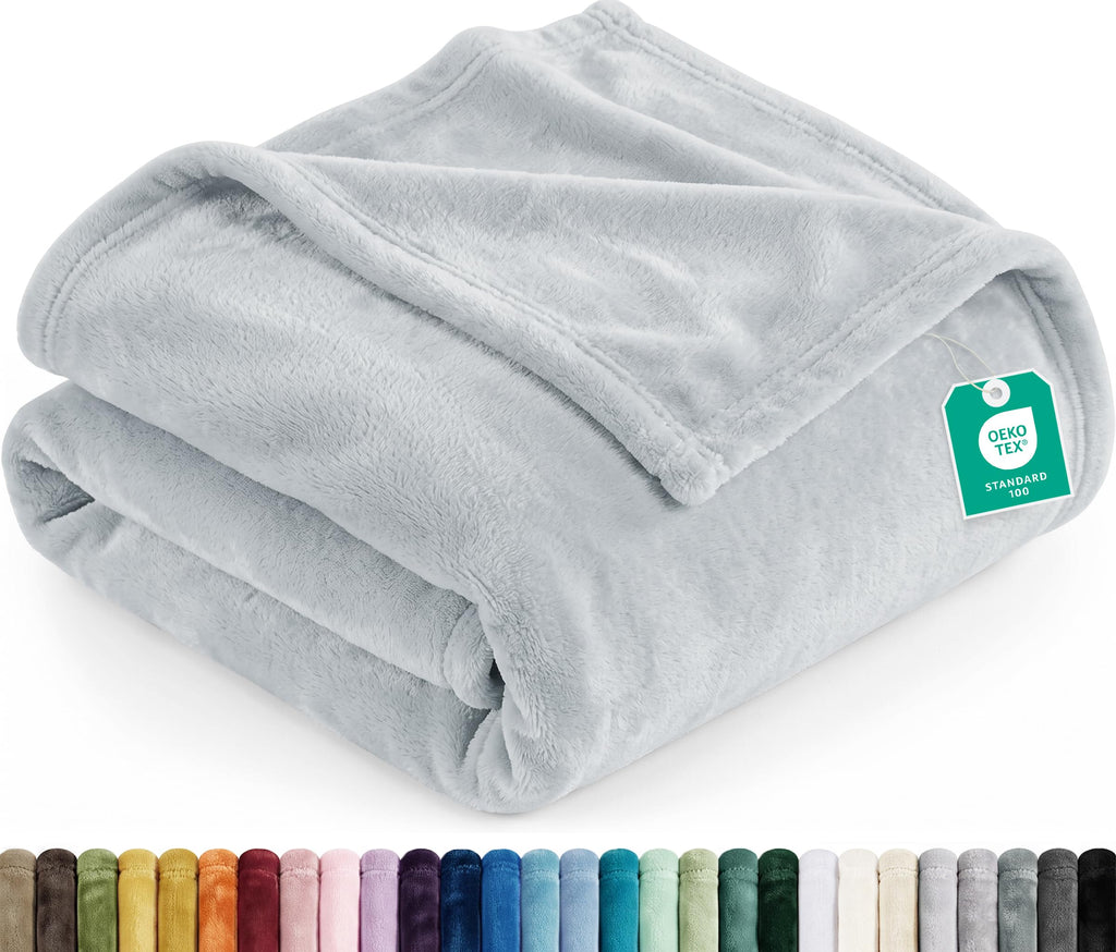 Utopia Bedding Ultra Soft Fleece Bed Blanket Queen Size Grey (90x90 Inches)