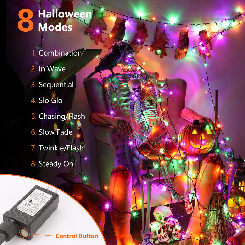 Brizled LED Halloween Lights Indoor Outdoor Orange & Purple String Light