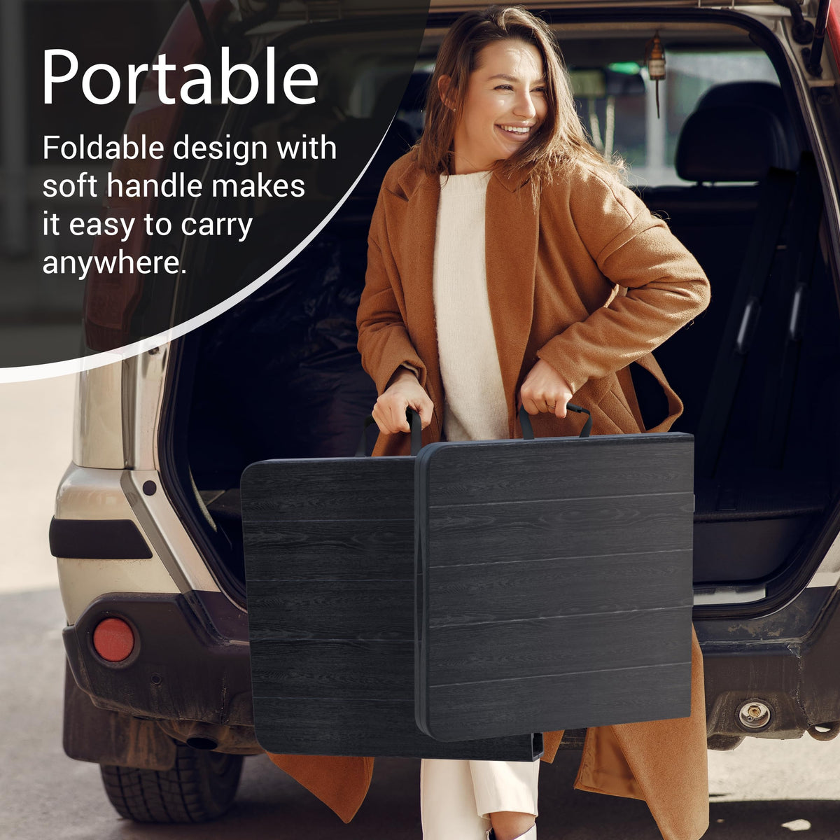 10 PACK of 8 Feet Foldable Table with Built in Handle & Steel Legs | 8 FT Heavy Duty Portable | Perfect for Party, Dining, Wedding, Events, Picnic Indoor, Outdoor, Camping, Temporary - 8 Foot
