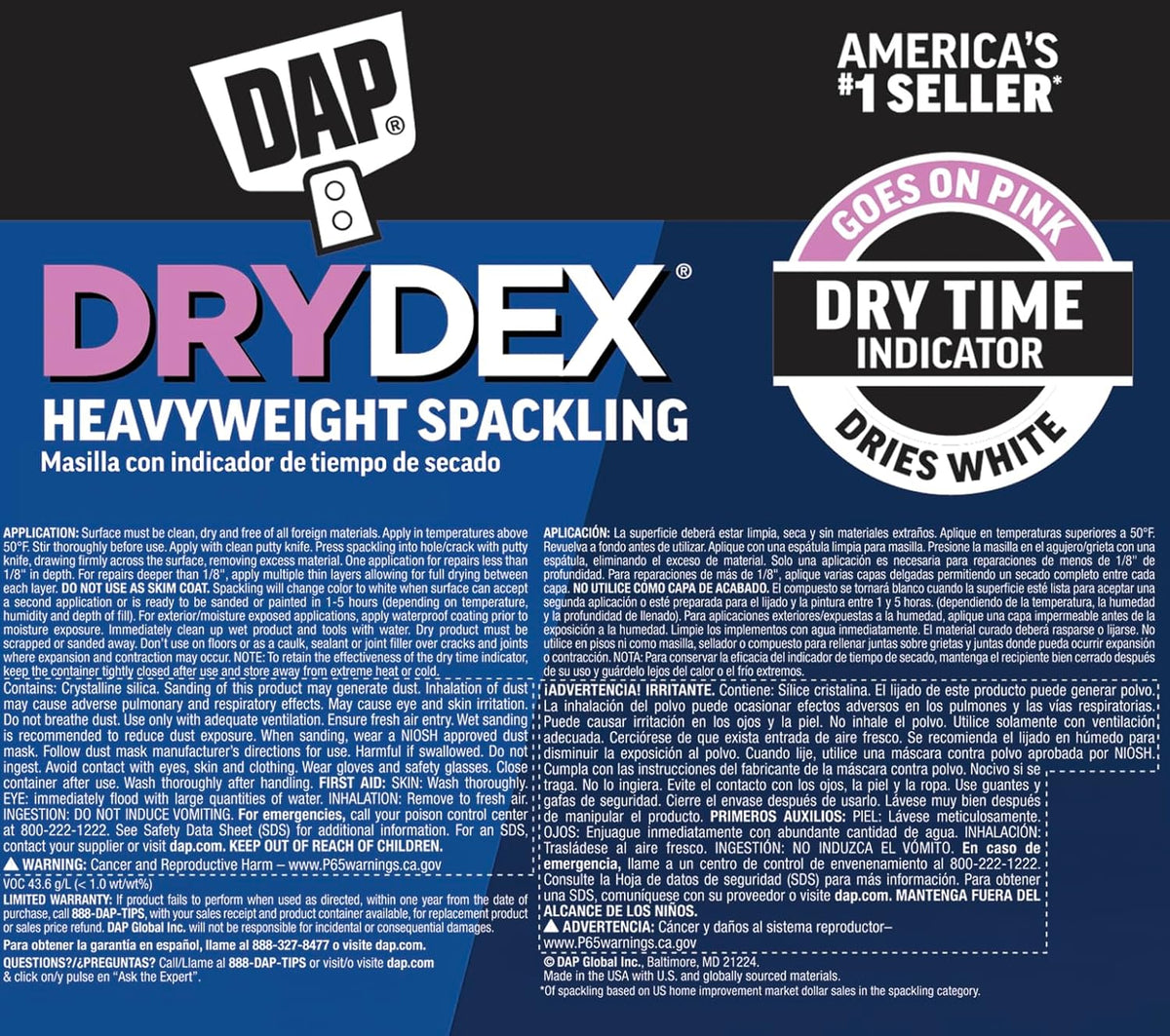 DAP DryDex Dry Time Indicator Spackling, Pink/White, 32 Oz (7079812330)