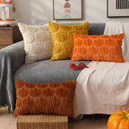 DFXSZ Fall Pillow Covers 18x18 2Pcs Beige Brown Pumpkin Fall Decorations