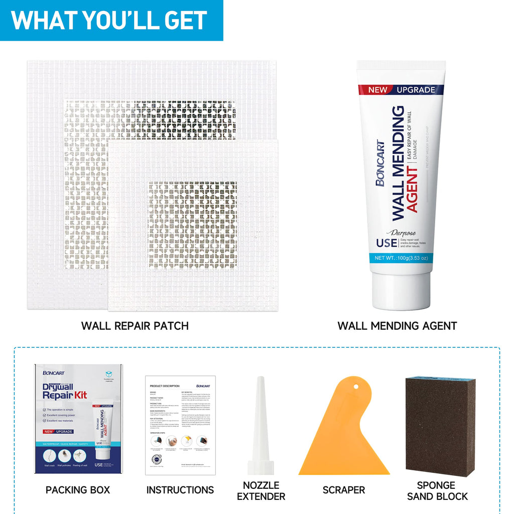 BONCART Spackle wall Repair Kit, 3-Pack Mending Agent Putty with Tools
