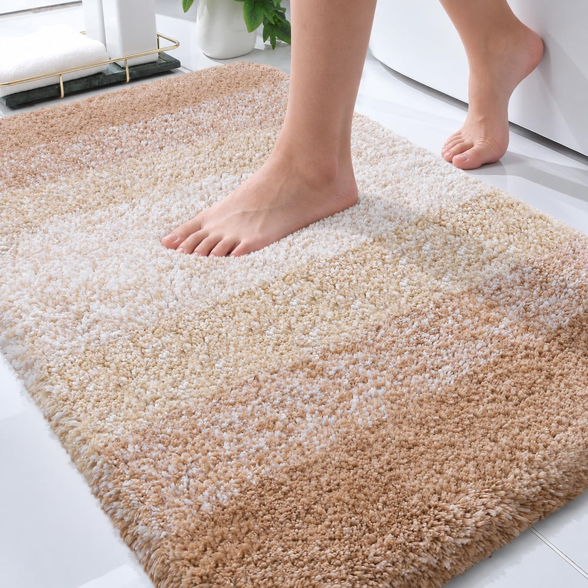 OLANLY Small Bathroom Rugs 24x16, Extra Soft Absorbent Microfiber Bath Rugs